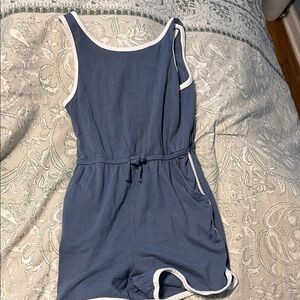 wonder nation Navy Blue One-Piece Romper with White Trim
